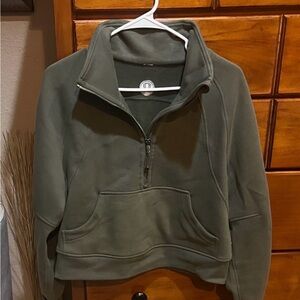 Lululemon Athletica Scuba Oversized Funnel-Neck Half Zip Long Army Green